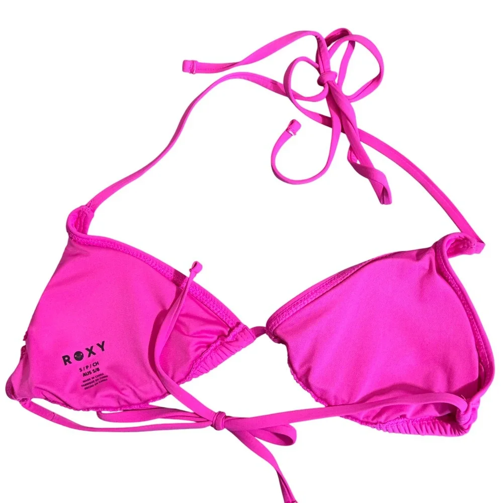 NWT Roxy Womens Maui Pink Triangle Bikini Top UPF 50 Quick-Dry Swimwear‎ Small